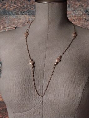 Delicate Cream Heart Station Long Necklace